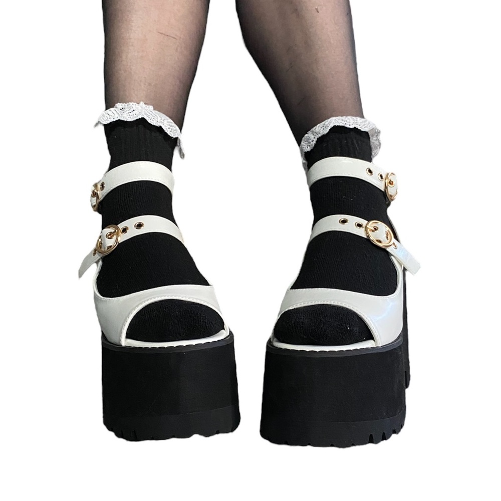 Lemon Drop by DollsKill | NWOT’s platform strappy Y2K gothic grunge sandals - Picture 2 of 10